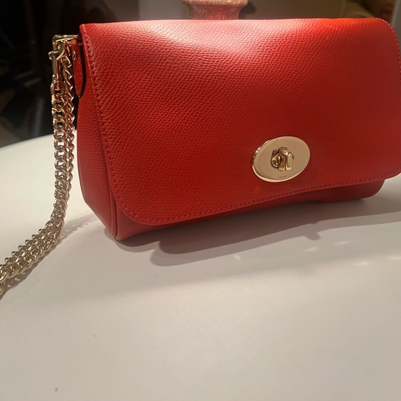 Crossbody Designer By Coach In Orange & Tan, Size:Medium
